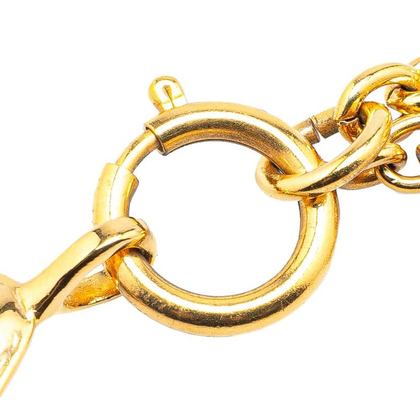 Chanel Gold Plated CC Diamond Shape Pendant Necklace Gold Metal Good condition - Back View