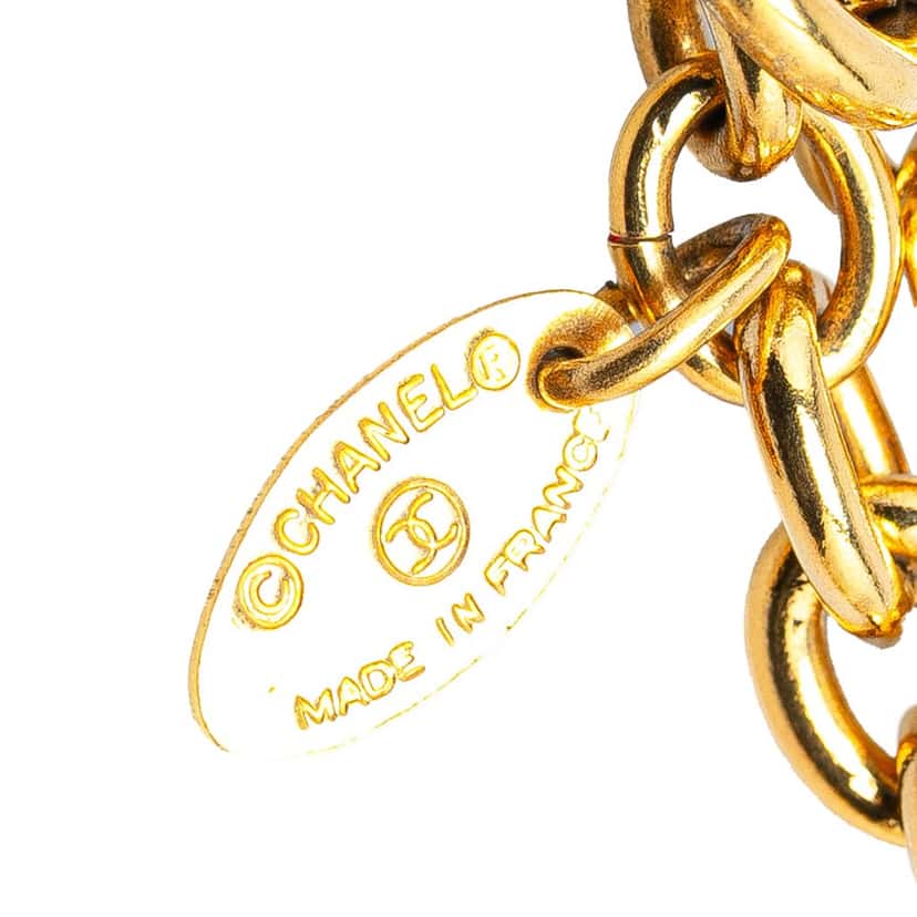 Chanel Gold Plated CC Diamond Shape Pendant Necklace Gold Metal Good condition - Inside View
