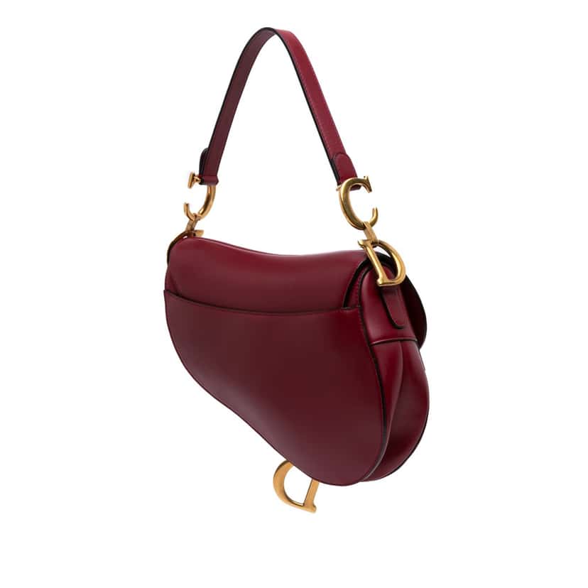 Dior Smooth Calfskin Saddle Bag Red Leather Good condition - Back View