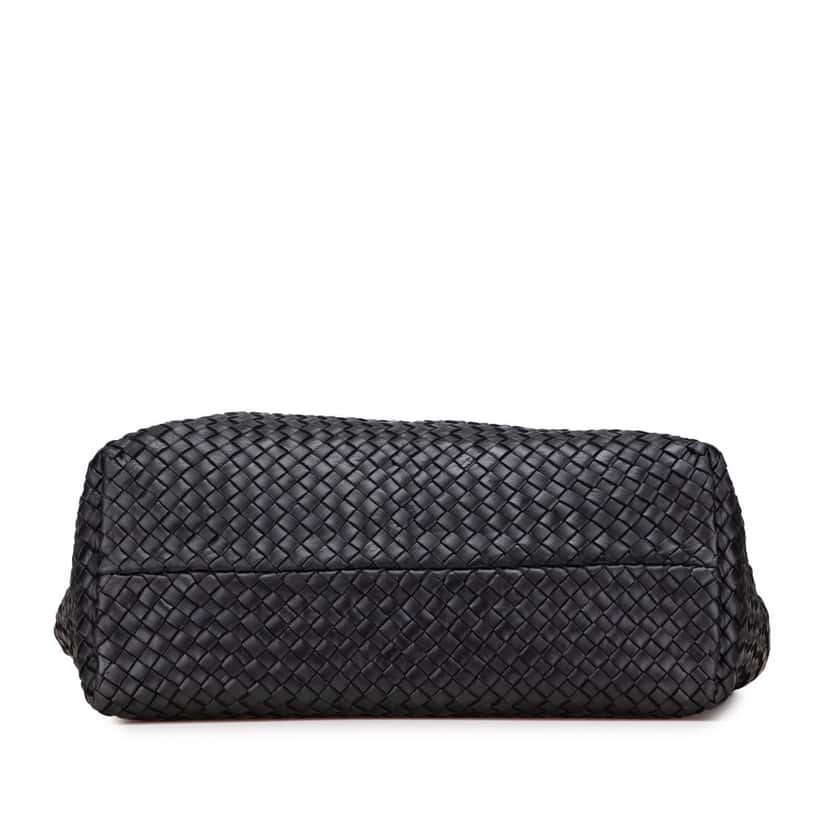 Bottega Veneta Medium Lambskin Intreccio Cabat Tote Black Leather Good condition - Inside View