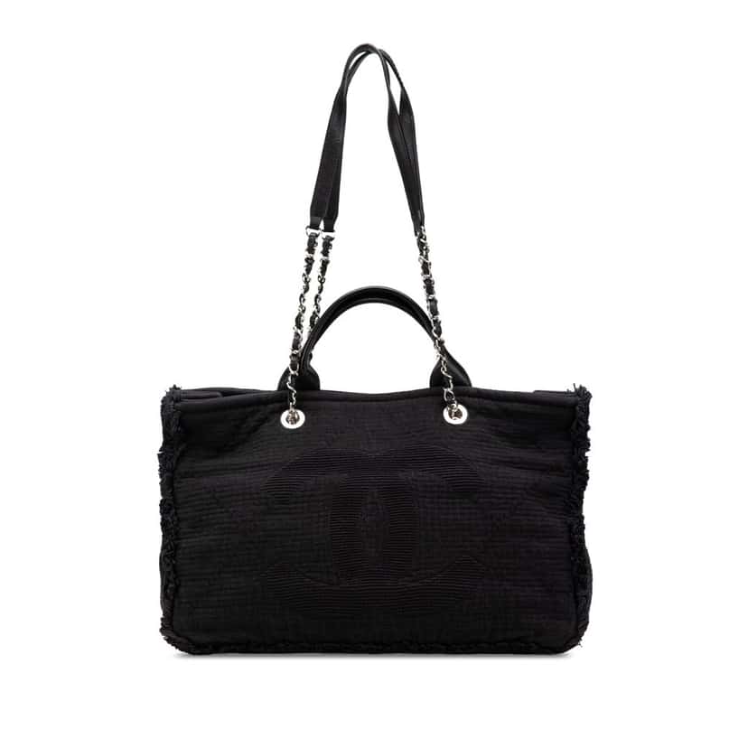Chanel Medium CC Double Face Deauville Tote Black Canvas Good condition - Front View