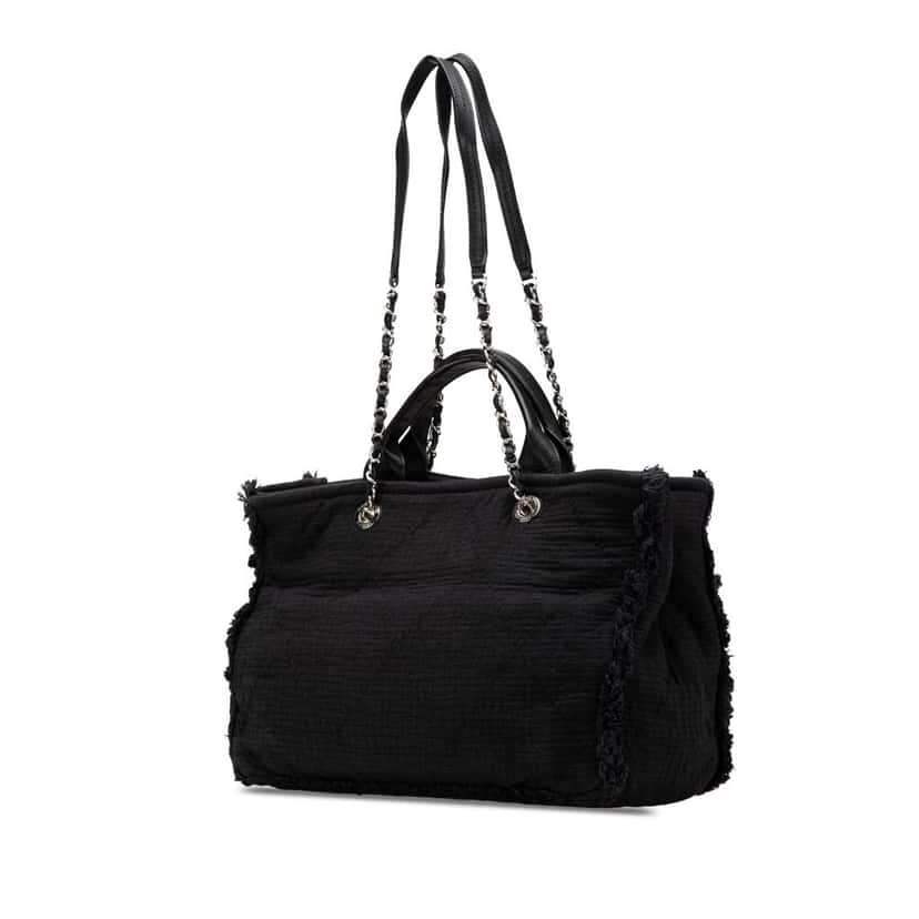 Chanel Medium CC Double Face Deauville Tote Black Canvas Good condition - Back View