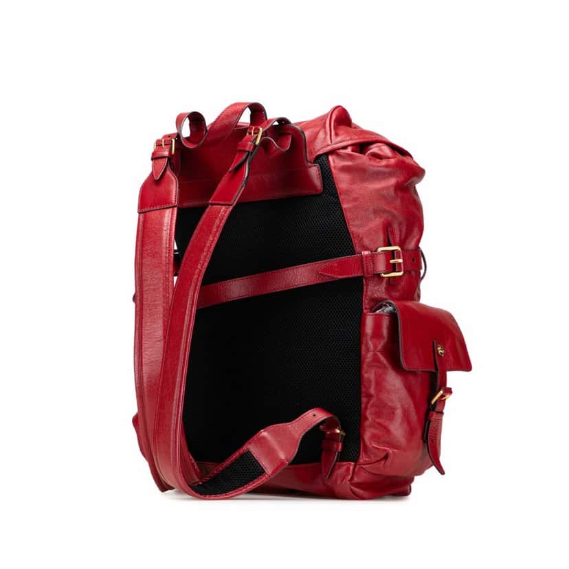 Gucci Piuma Lux Calfskin Re(Belle) Backpack Red Leather Good condition - Back View