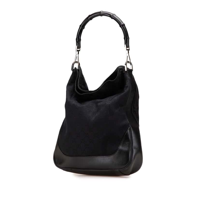 Gucci GG Canvas Bamboo Web Satchel Black Canvas Good condition - Back View