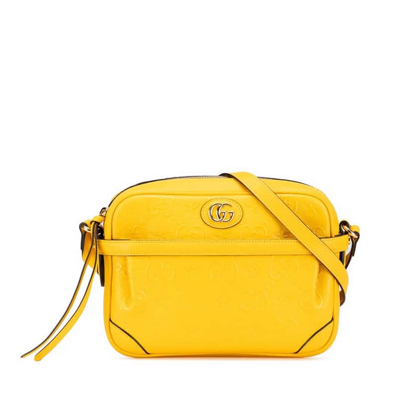 Gucci GG Star Embossed Leather Crossbody Yellow Leather Good condition - Front View