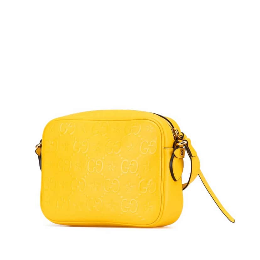 Gucci GG Star Embossed Leather Crossbody Yellow Leather Good condition - Back View