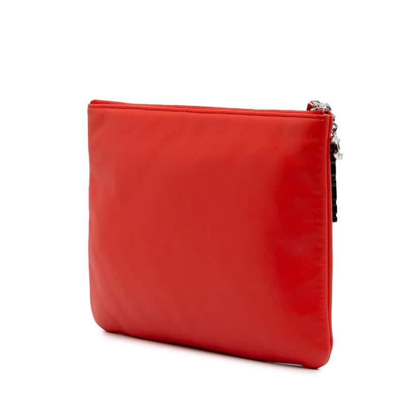 Chanel Medium Printed Lambskin Cuba La Habana O Case Clutch Red Leather Good condition - Back View