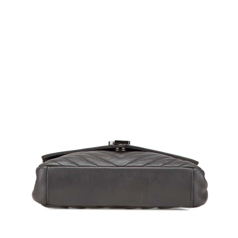 Saint Laurent Medium Quilted Chevron Sheepskin College Satchel Grey Leather Good condition - Inside View