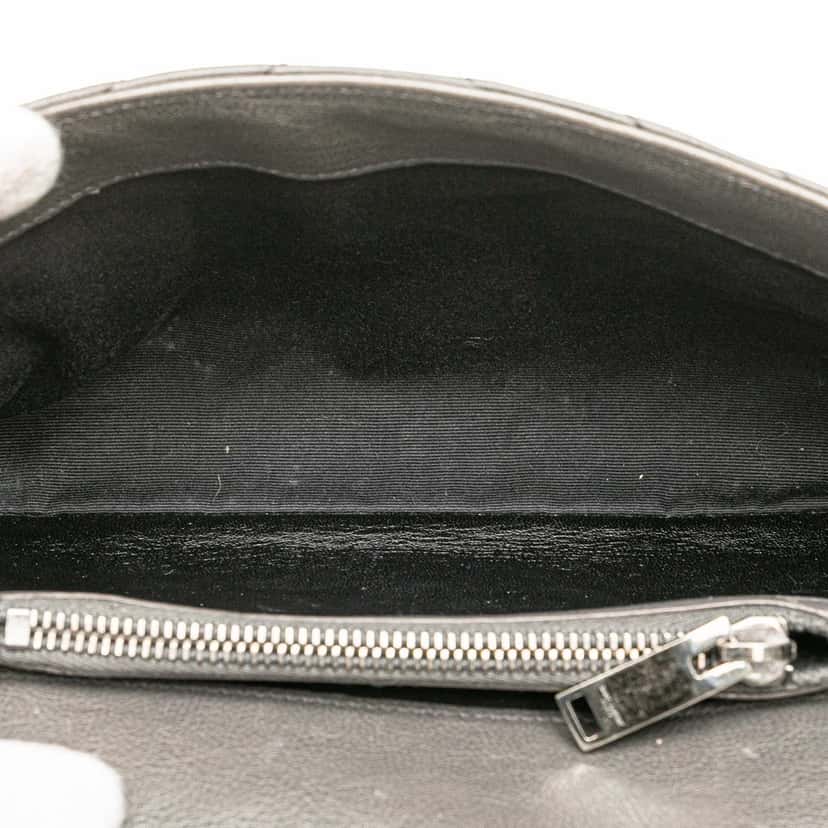 Saint Laurent Medium Quilted Chevron Sheepskin College Satchel Grey Leather Good condition - Model View