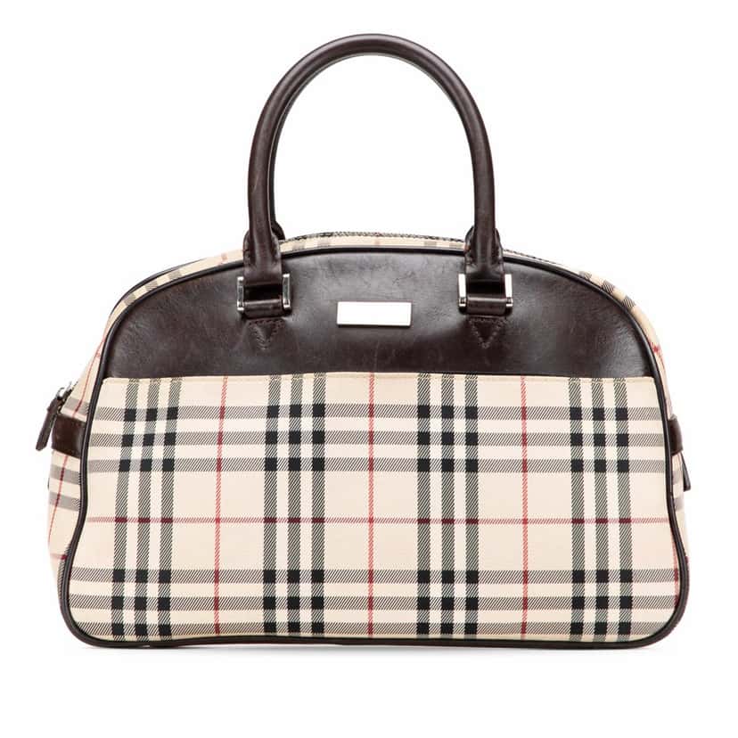 Burberry House Check Canvas Handbag Brown Canvas Good condition - Front View
