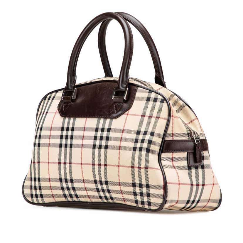Burberry House Check Canvas Handbag Brown Canvas Good condition - Back View