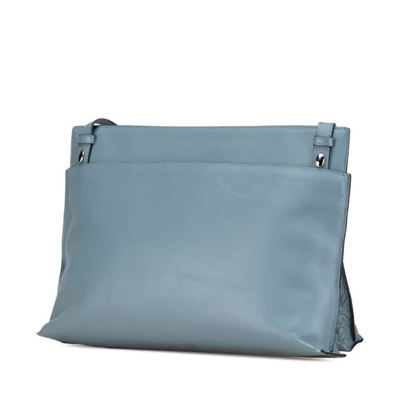 Loewe Leather Repeat Anagram Double T Pouch Blue Leather Good condition - Back View