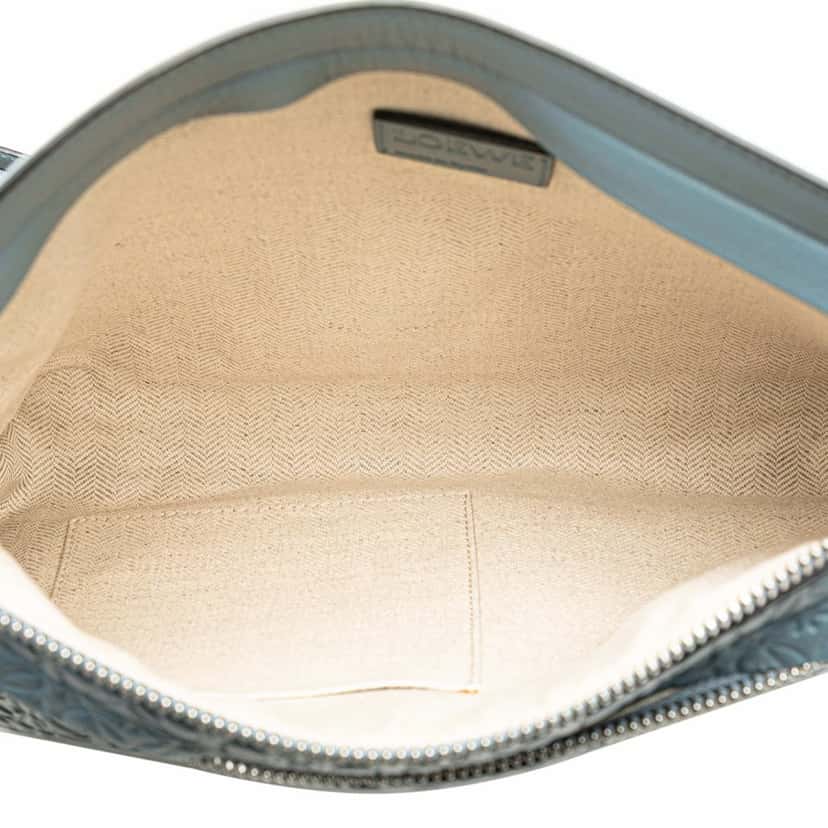Loewe Leather Repeat Anagram Double T Pouch Blue Leather Good condition - Box View