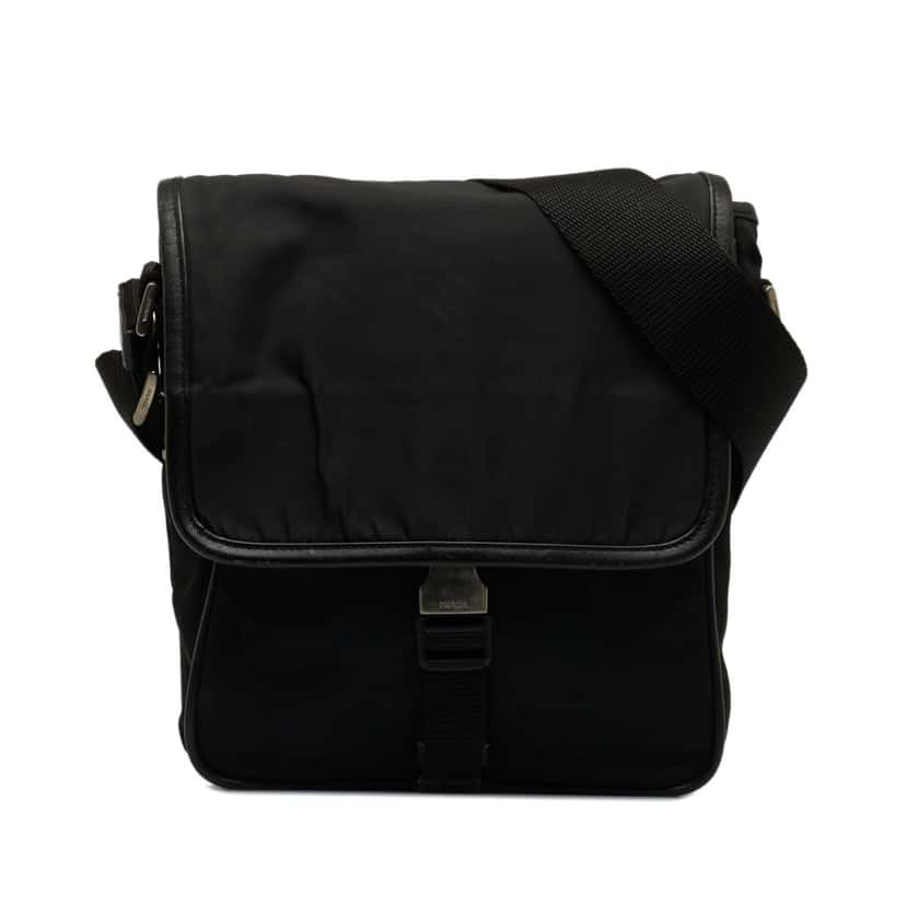 Prada Tessuto Buckle Messenger Bag Black Very good condition - Front View