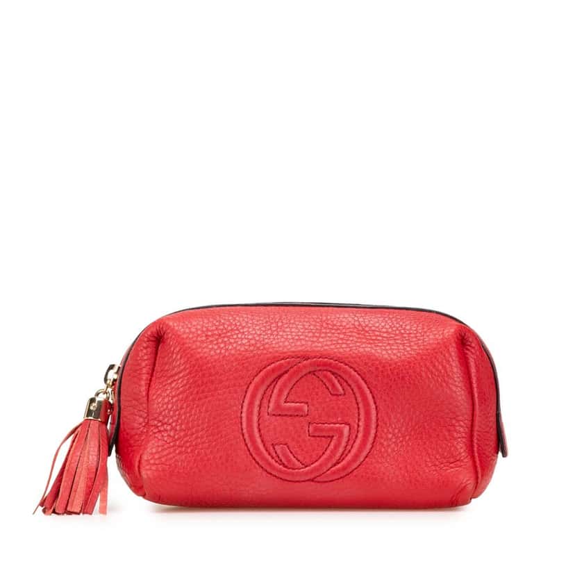Gucci Leather Soho Cosmetic Pouch Red Leather Good condition - Front View