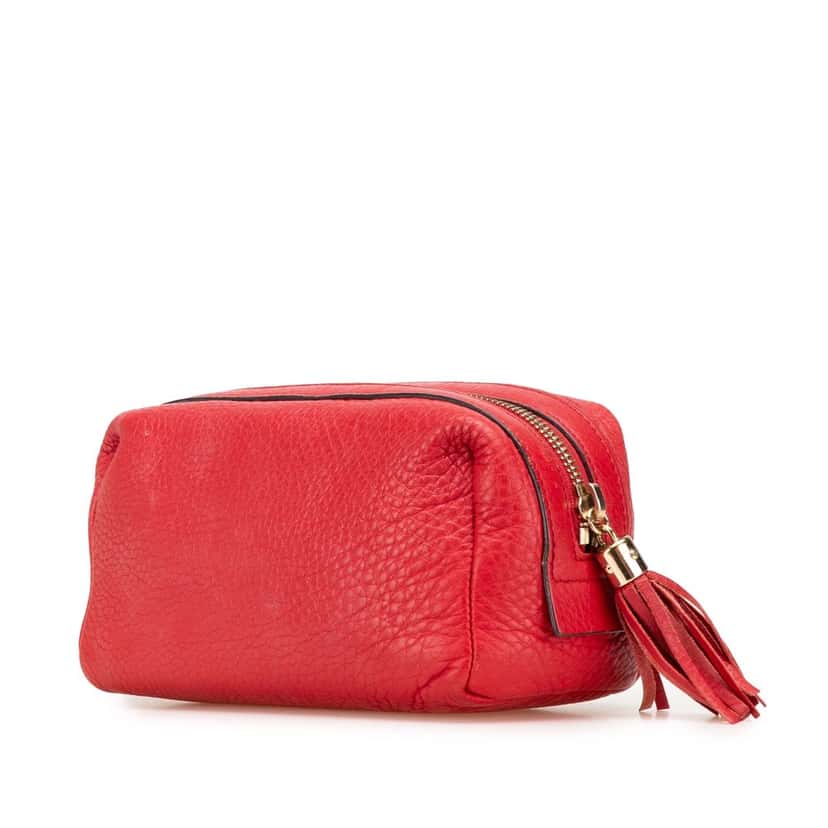 Gucci Leather Soho Cosmetic Pouch Red Leather Good condition - Back View