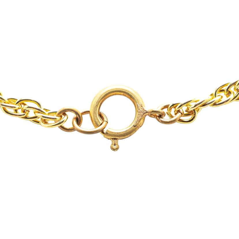 Chanel Gold Plated CC Pendant Rhinestones Necklace Gold Metal Good condition - Back View