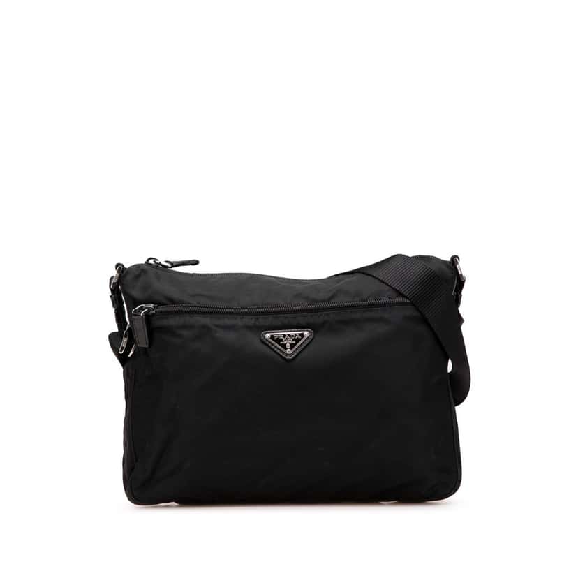 Prada Tessuto Zip Top Crossbody Black Good condition - Front View