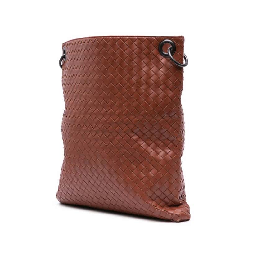 Bottega Veneta Leather Intrecciato Crossbody Brown Leather Good condition - Back View