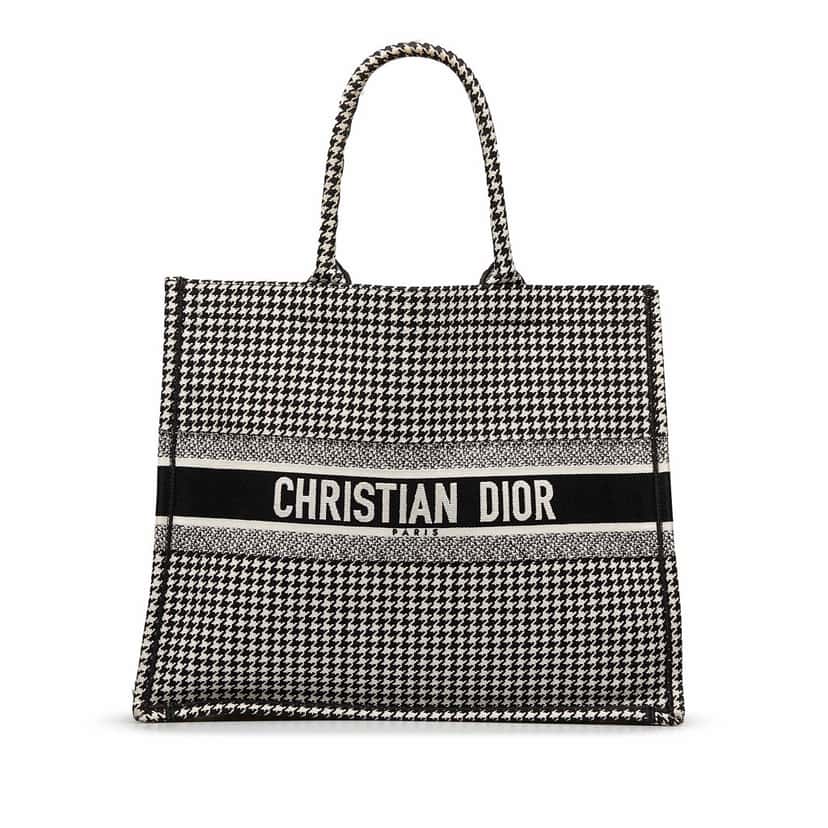 Dior Large Houndstooth Book Tote Black Canvas Good condition - Front View