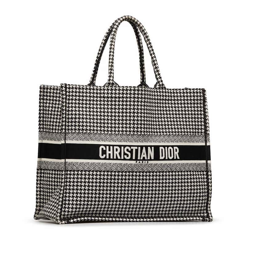 Dior Large Houndstooth Book Tote Black Canvas Good condition - Back View