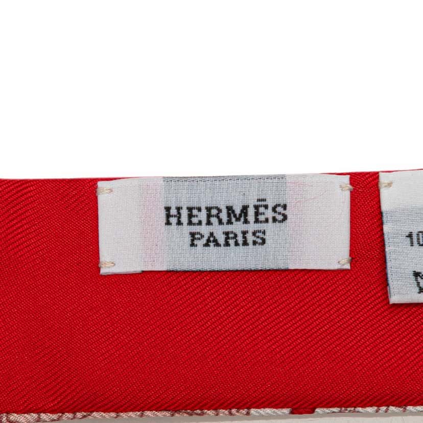 Hermès Le Tour Du Monde  Twilly Silk Scarf Red Silk Very good condition - Inside View