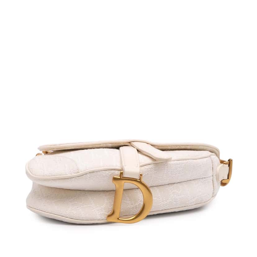 Dior Mini Oblique Canvas Saddle Bag White Canvas Good condition - Inside View