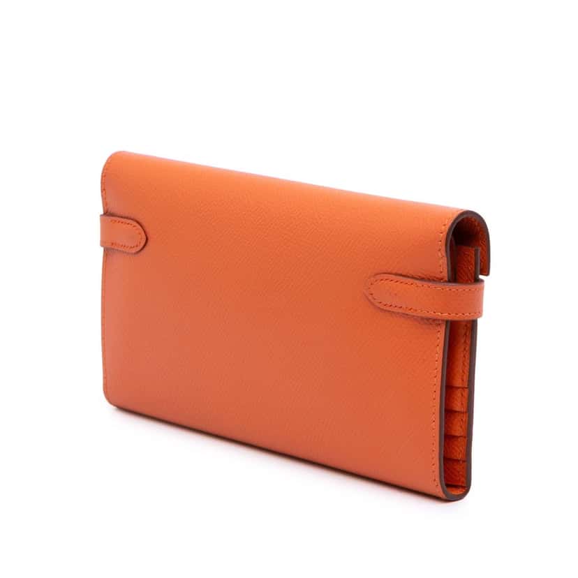 Hermès Epsom Kelly Longue Wallet Orange Leather Good condition - Back View