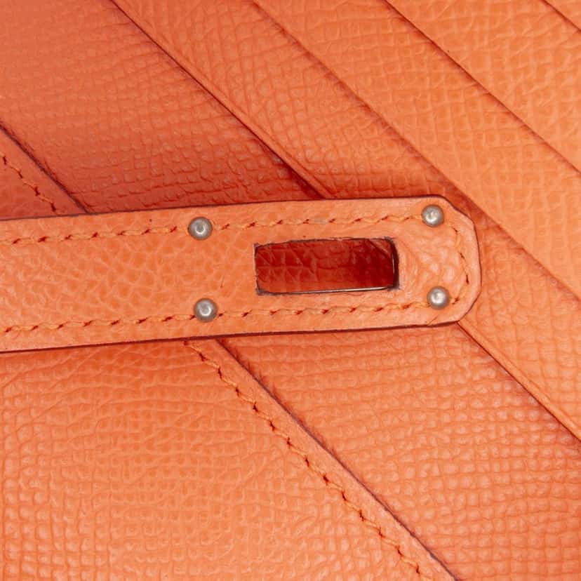 Hermès Epsom Kelly Longue Wallet Orange Leather Good condition - Box View