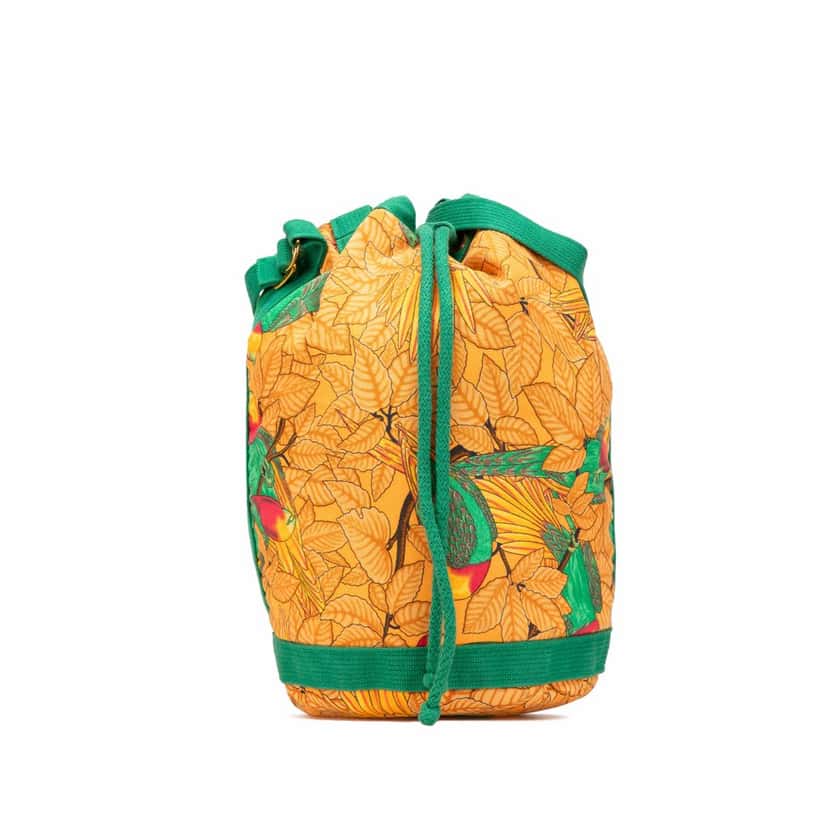 Hermès Toile Les Perroquets Bucket Bag Orange Canvas Good condition - Front View