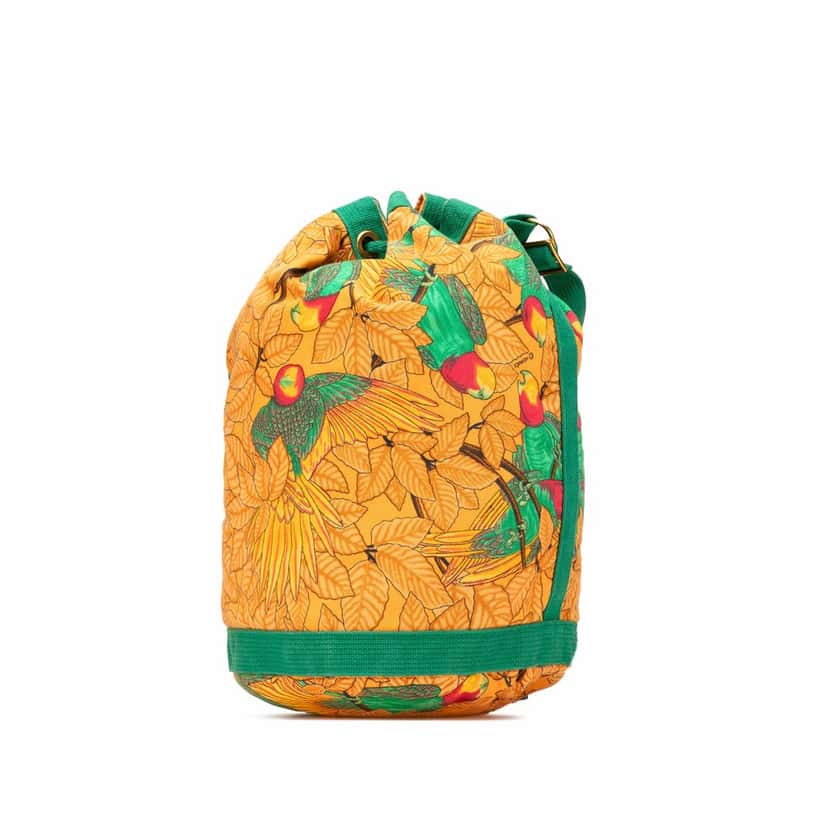 Hermès Toile Les Perroquets Bucket Bag Orange Canvas Good condition - Back View