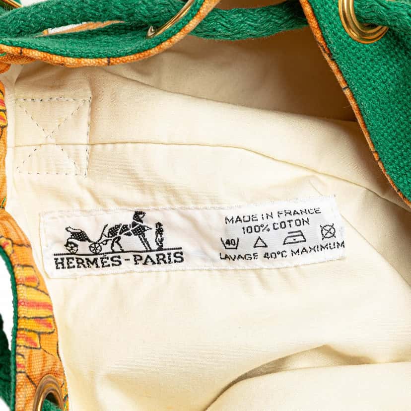Hermès Toile Les Perroquets Bucket Bag Orange Canvas Good condition - Box View