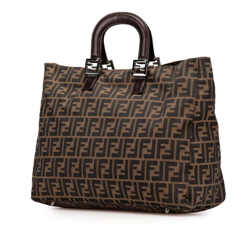 Fendi Large Zucca Canvas Twins Tote Brown Canvas Good condition - Back View