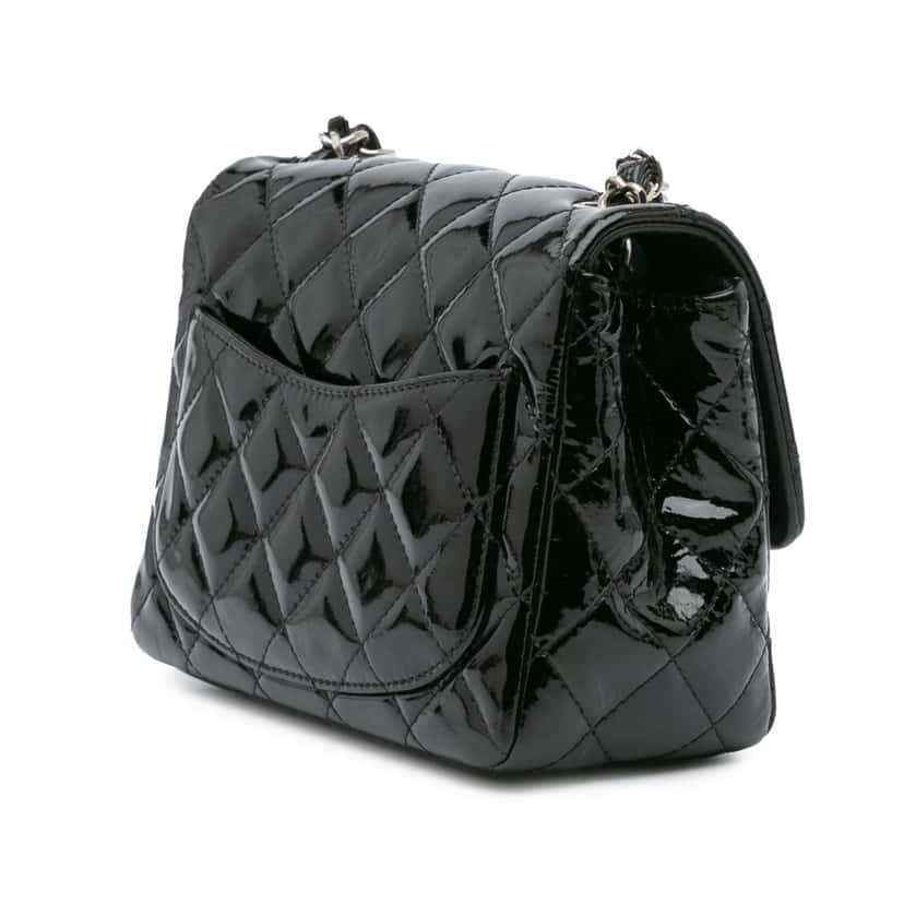 Chanel Mini Square Classic Patent Single Flap Black Leather Good condition - Back View