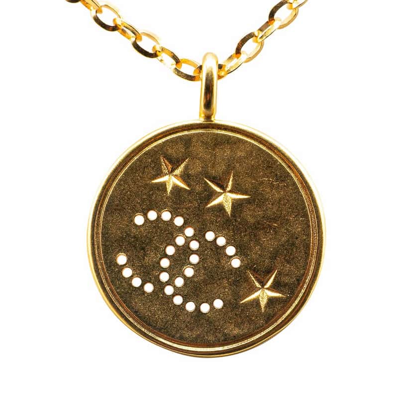Chanel Gold Plated CC Star Rhinestone Pendant Necklace Gold Metal Good condition - Back View