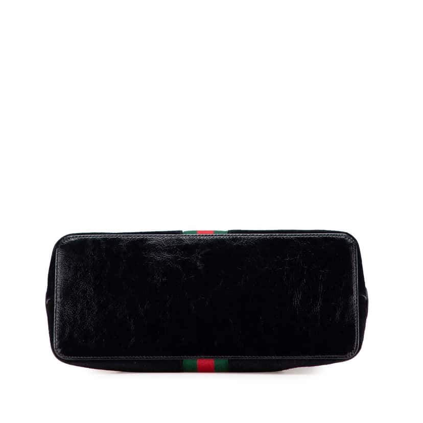 Gucci Medium Suede Ophidia Web Dome Satchel Black Leather Good condition - Inside View