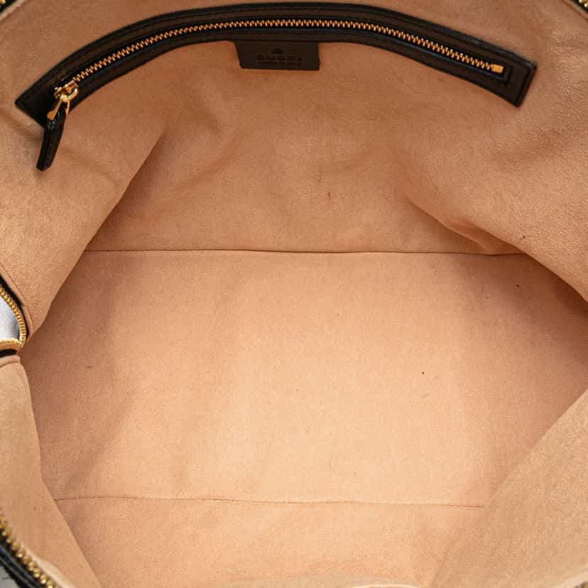 Gucci Medium Suede Ophidia Web Dome Satchel Black Leather Good condition - Model View