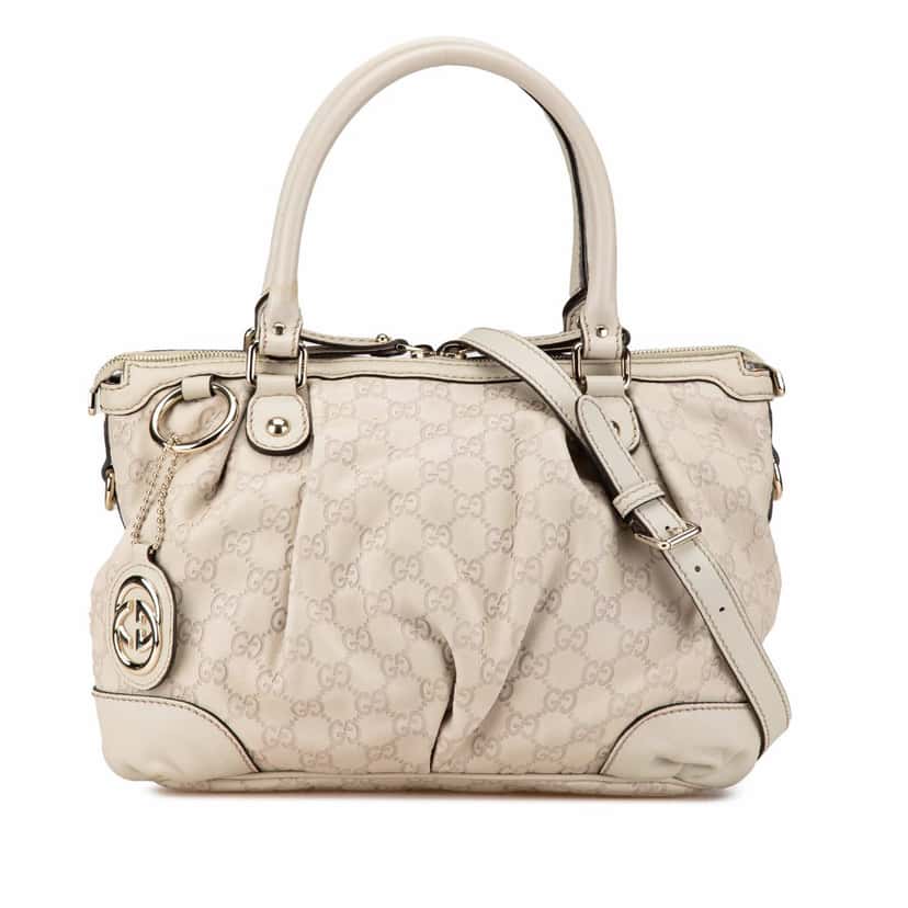 Gucci Guccissima Sukey Satchel White Leather Good condition - Front View