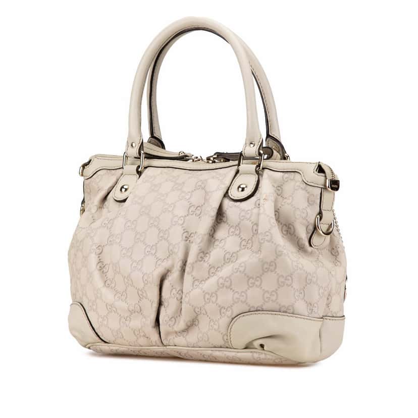 Gucci Guccissima Sukey Satchel White Leather Good condition - Back View