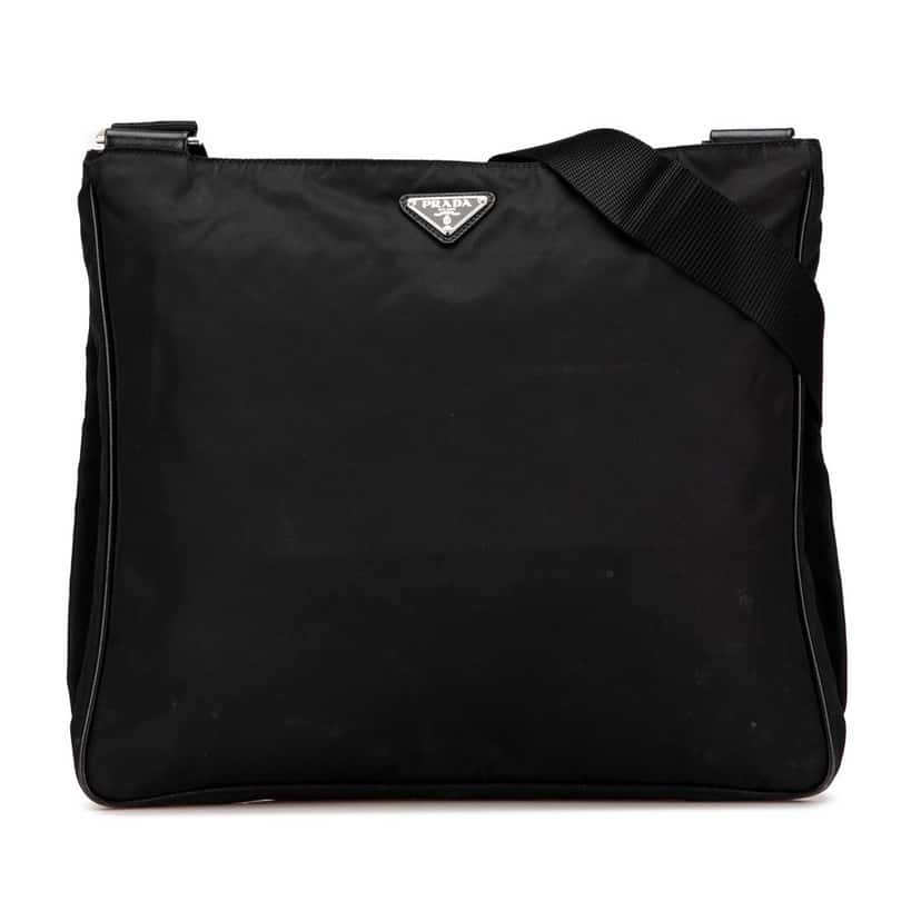 Prada Tessuto Zip Top Crossbody Black Good condition - Front View