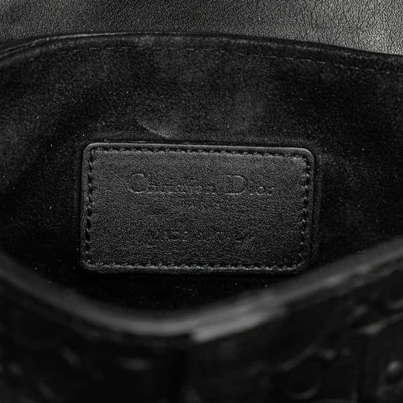 Dior Mini Oblique Embossed Calfskin Saddle Bag Black Leather Good condition - Box View