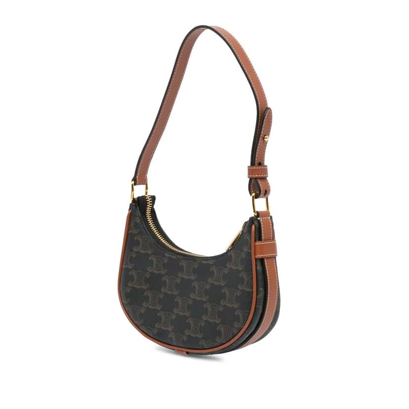 Celine Mini Triomphe Coated Canvas Ava Shoulder Bag Brown Canvas Good condition - Back View