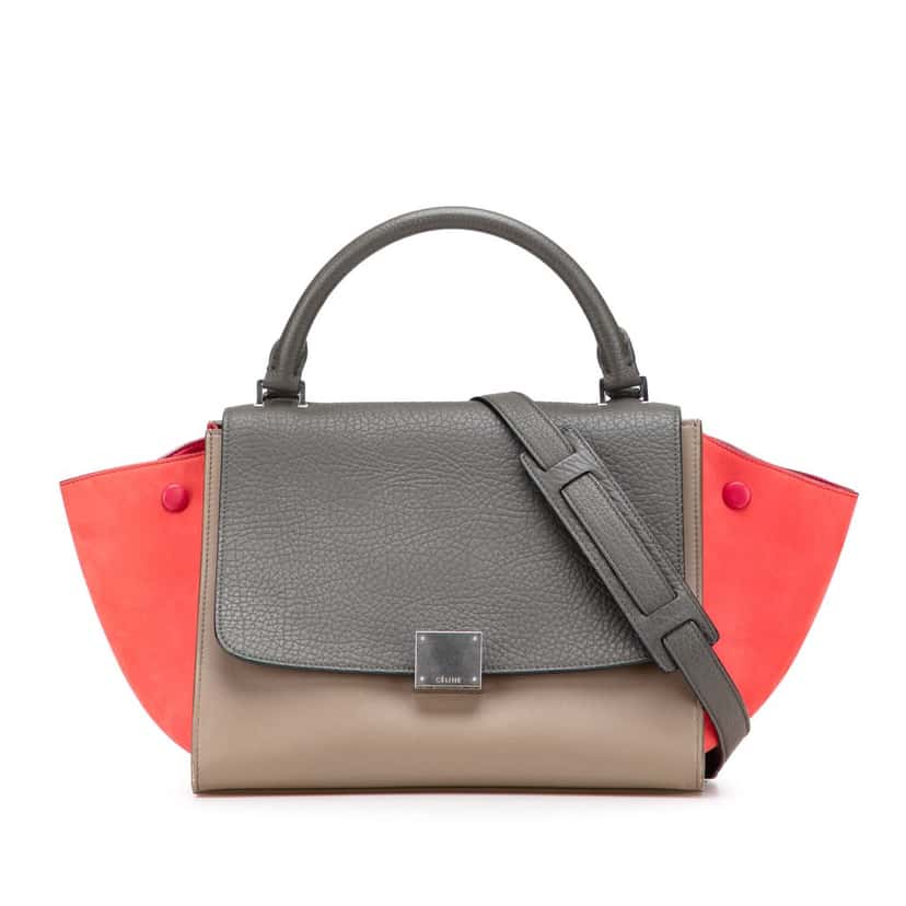 Celine Small Tricolor Leather Trapeze Satchel Brown Leather Good condition - Front View