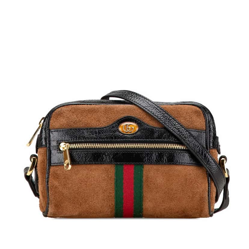 Gucci Mini Suede Ophidia Crossbody Brown Leather Good condition - Front View