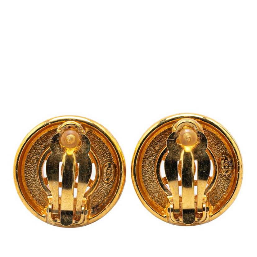 Chanel Gold Plated CC Clip On Earrings Gold Metal Good condition - Back View