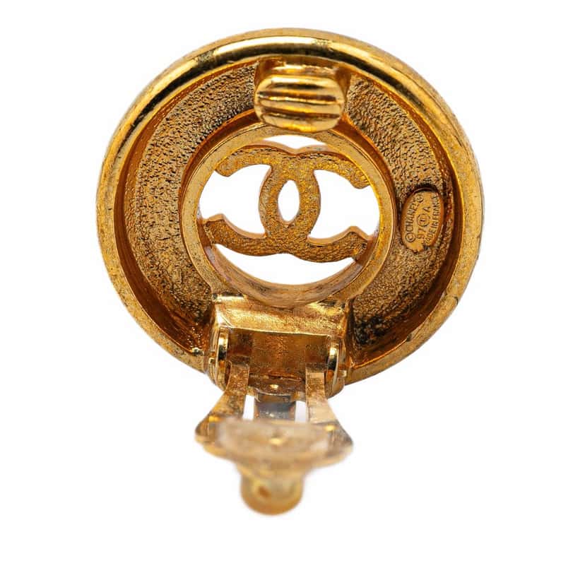 Chanel Gold Plated CC Clip On Earrings Gold Metal Good condition - Inside View