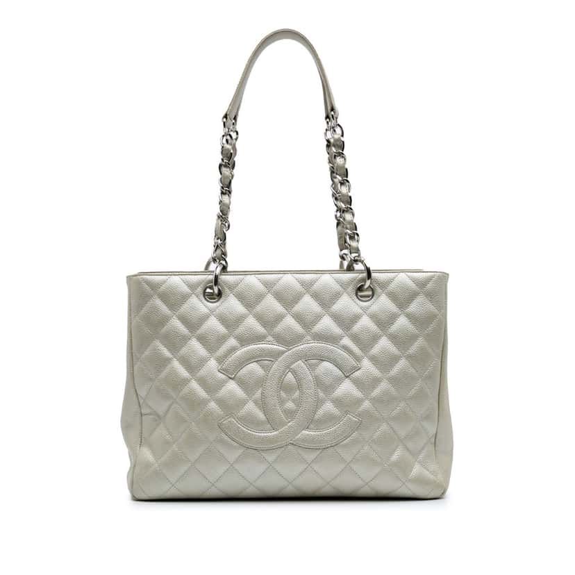 Chanel Caviar Grand Shopping Tote Gold Leather Good condition - Front View