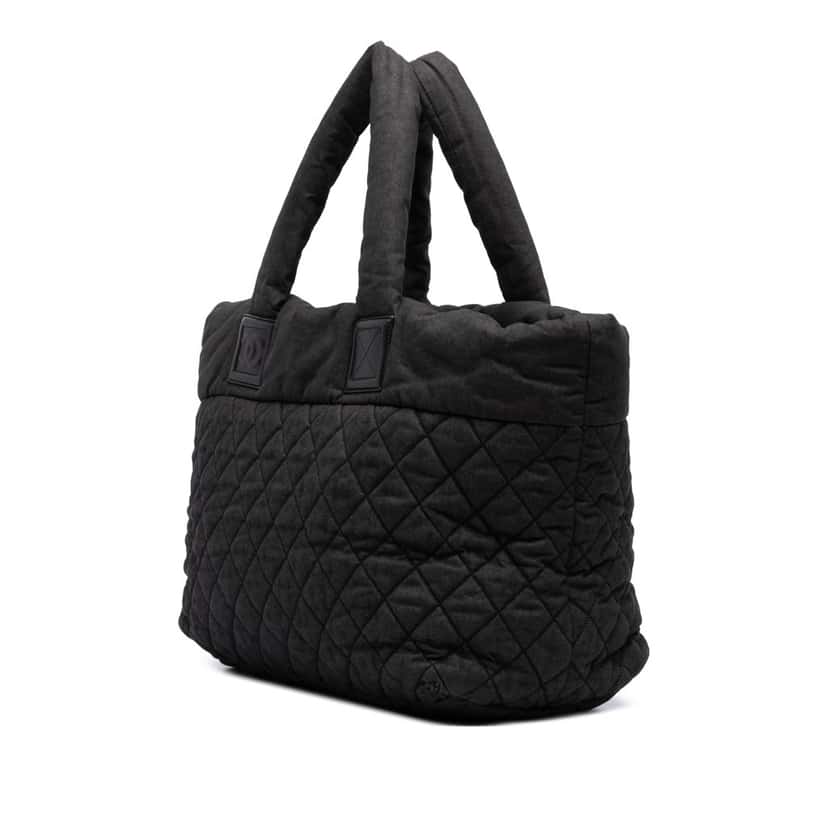 Chanel Large Quilted Denim Coco Cocoon Tote Black Denim Good condition - Back View
