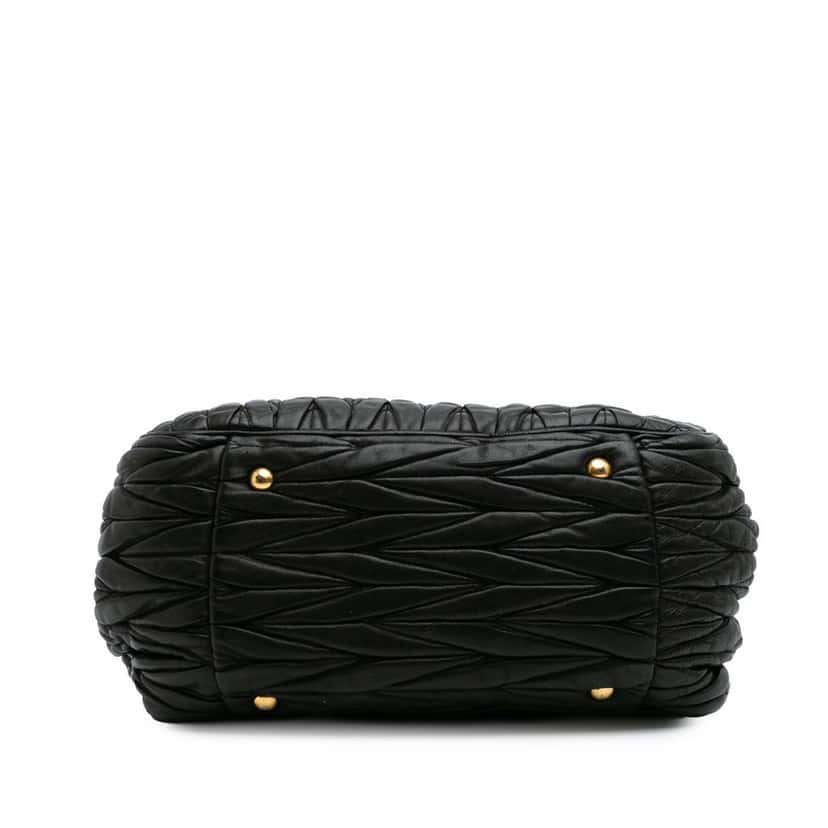 Miu Miu Matelasse Lambskin Satchel Black Leather Good condition - Inside View