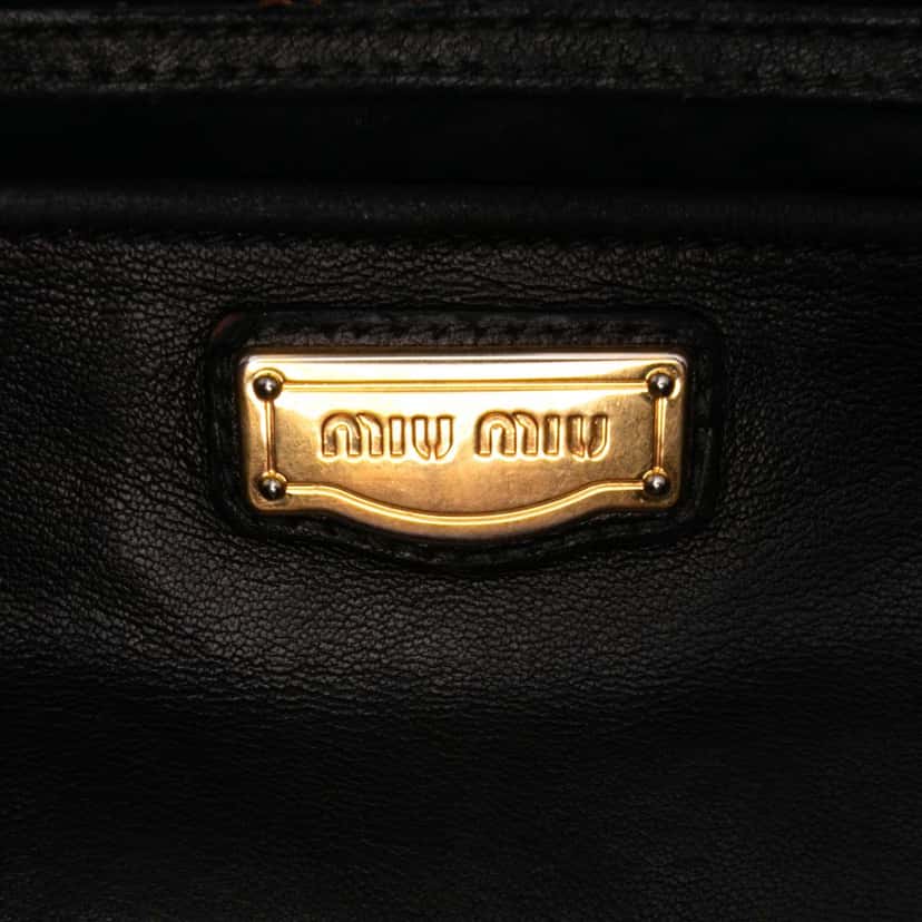 Miu Miu Matelasse Lambskin Satchel Black Leather Good condition - Box View